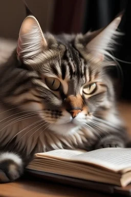 a cat read a book