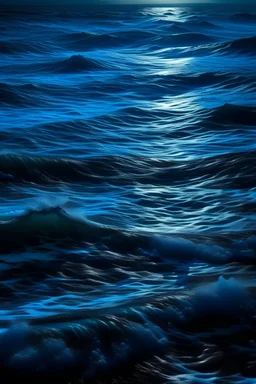 laut yang dalam berwarna biru gelap dengan bayang bayang monster