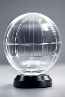 SPEAKER in the shape of an ball that is made of clear plastic