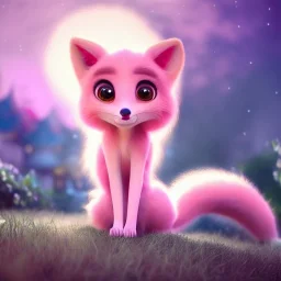 Cute beautiful princess fox kawai girl in the moonlight; beautiful sparkling eyes with beautiful eyelashes, magical world, extremely detailed long curly fur, high quality picture, beautiful full volumetric lighting, cinematic shimmering illumination, brilliant coloring, smooth, sharp focus, crispy quality, vray; Pixar, Disney, Artstation; HD, HDR, SF, CGSociety, 16k, photorealistic, unreal engine