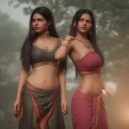 wonderful fat brazilian woman, wearing indian clothes, long black hair, 4k, many details, very realistic, fog particles,