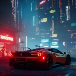 cyberpunk 2077 version of a ferrari 488