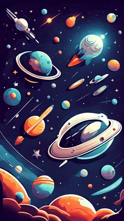 space cartoon stylized. retrow