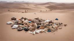 desert with things people have lost piled on the ground