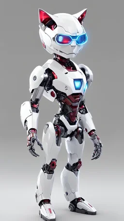 (robotic cat humanoid form inspired iron man, white color: 1.3), ((blind box toy style:1.3)), (full body shot), a cute transparent robot cat, Transparent Mech, Exquisite Helmet cat :1.2, Glasses:1.2, Cyberpunk, dreamy glow , bright neon lights, clean, white background, (global illumination, ray traching, HDR, unrealistic render, reasonable design, high detail, master part, best quality, hyper HD, cinematic lighting)