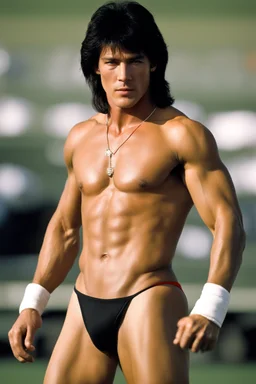 20-year-old, extremely muscular, short, buzz-cut, pitch black hair, Paul Stanley/Elvis Presley/Keanu Reeves/Pierce Brosnan/Jon Bernthal/Sean Bean/Dolph Lundgren/Patrick Swayze/ hybrid, as the extremely muscular Superhero "SUPERSONIC" in an original patriotic red, white and blue, "Supersonic" suit with an America Flag Cape,