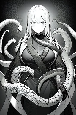 lots of snakes, greyscale