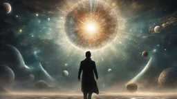 matrix universe, space, planets, god creation walking on the light