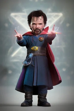 Doctor strange toddler, angry, full body, jump, bokeh, hyper realistic