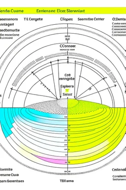 Elliptical stage chart with measurements in cm