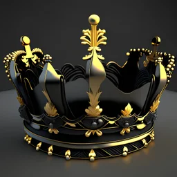 A high detailed 3d render of a black and gold crown.