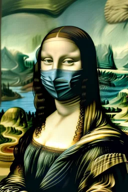 mona lisa med ansigtsmaske