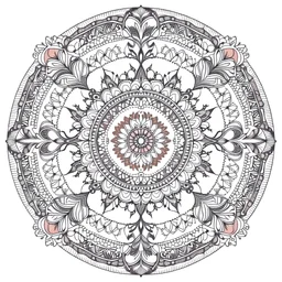 A beautiful, intricate mandala design with large, spaces for easy coloring. This image would be perfect for women looking to destress and find serenity through of a Fantasy .