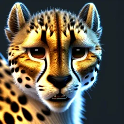 pixar art style of cute cheetah in natural environment, monotone color, full body, by mobeius, au naturel, hyper detailed, digital art, trending in artstation, cinematic lighting, studio quality, smooth render, unreal engine 5 rendered, octane rendered, art style by klimt and nixeu and ian sprigger and wlop and krenz cushart