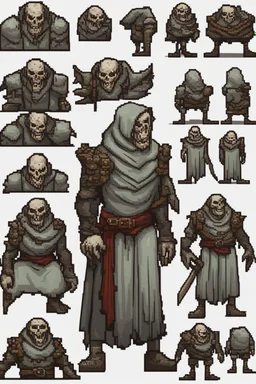 pixel undead soul sprite for pixel game in the medieval style side view idle animation. --ar 9:16