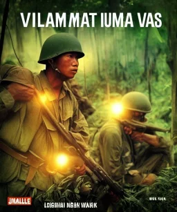 vietnam war. jungle. cd cover. bokeh. lens flare. warm lights. high detailed