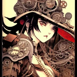 beautiful steampunk girl, hyper detailed, hyperdetailed, intricately detailed, illustration by <Katsushika Hokusai> <Yoji Shinkawa>,