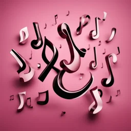 Hyper Realistic maroon-musical-notes on pink background