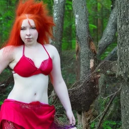 fairy with red hair and armor fights an eating disorder