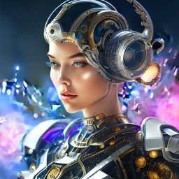 cosmos masterpiece, humanoid sexy cyborg robot with octopus hands, sango fantasy, fantasy magic, sharp focus, illustration, highly detailed, digital painting, concept art, matte, artgerm and paul lewin and kehinde wiley, full figure, fit in board, cyber punk, pretty accurate hands face fingers, natural aye, fit within portrait