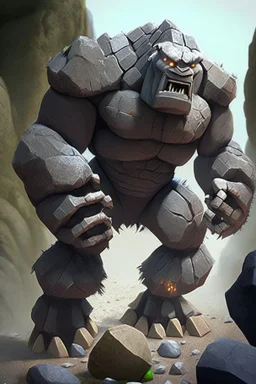 a realistic rock golem