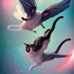 Cat flying , in Anna Dittmann style