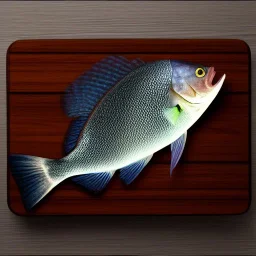 game icon, tilapia fish over kitchen cutting board, realistic 3d, unreal engine, octane render