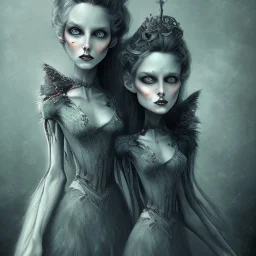 extrem tim burton style of evil stepsisters, sharp focus