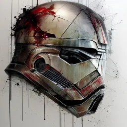 photorealistic luke skywalker helmet with weathered painting , illustration on coarse canvas by <agnes cecile> and <Yoji Shinkawa>, ornate and intricate details , soft smooth lighting, concept art,