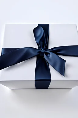 white gift box with sky blue bow