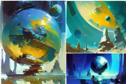 Exoplanet, stones, sci-fi, Lesser ury and konstantin korovin painting