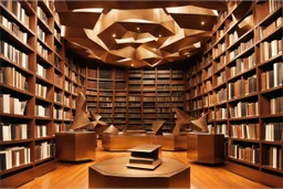 a surreal library by sculptor "Lygia Pape",by artist "Lygia Clark"