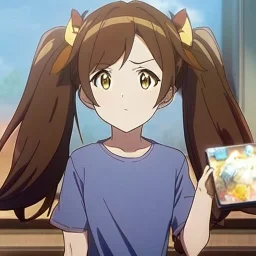 Clear focus, High resolution,a anime teenager, roughline skecth, cute, cartoony style, anime screencap, brown long hair, yellow eyes, twin tails behind hair