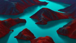 The Land of Steel and Carve is a tranquil place. This land's color scheme includes indigo, red, and aquamarine. It features nerve-wracking lochs and dark canyons.
