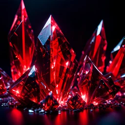 cyberpunk crystal shards, black background, red lighting