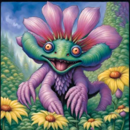 fantasy 90's tcg art of fantasy flower creature