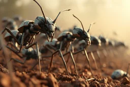 horror, hundreds of mechanical robot army ants