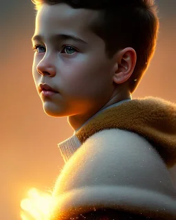 A small boy, magic, head and shoulders, 8k resolution concept art portrait by Greg Rutkowski, Artgerm, WLOP, Alphonse Mucha dynamic lighting hyperdetailed intricately detailed Splash art trending on Artstation triadic colors Unreal Engine 5 volumetric lighting Splash art fantasy"