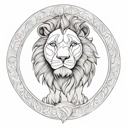 outline art, coloring pages, white Background, sketch style, only use outline, mandala stile, clean line art, white background, no shadow and clear and well, lion