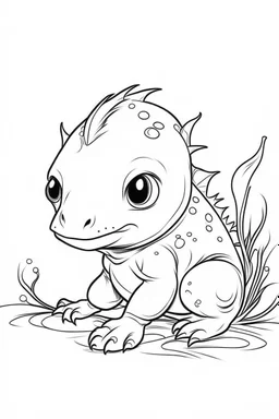 outline art for Axolotl Larva coloring pages with sitch, white background, Sketch style, full body, only use outline, toddlers style, clean line art, white background, no shadows and clear and well outlined.