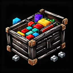 crate of valuable supplies, black background, video game icon