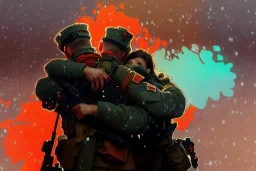 "close up on modern soldier hug each other in a beautiful Christmas house,fireplaceChristmas tree,gift,Christmas gift, Christmas decorations,Christmas tree" 8k resolution concept art by Greg Rutkowski dynamic lighting hyperdetailed intricately detailed Splash art trending on Artstation triadic colors Unreal Engine 5 volumetric lighting Alphonse Mucha WLOP Jordan Grimmer orange and teal"