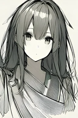 A sketch portrait of an asian woman at a collage campus