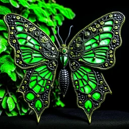 metal gothic green moth wings