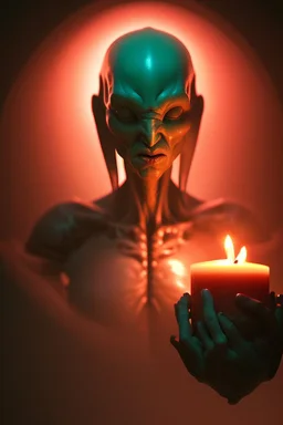 Candle alien, 8k, atmospheric lighting, Artstation, photography, octane render, by Greg Rutkowski and Artgerm and rosdraws