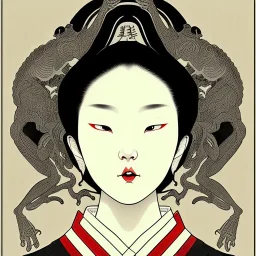 Ukiyo-e styled art, blacn and white frog