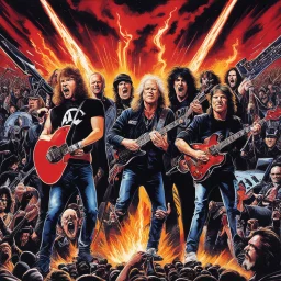 ACDC and Metallica on a heavy metal scene