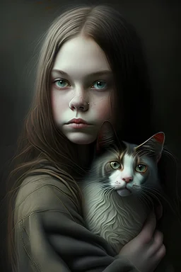 cat with girl