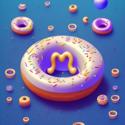 100mm photo of isometric floating donut in the sky, surreal donut with sprinkles, intricate, high detail, behance, microworlds smooth, macro sharp focus, centered