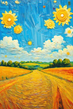 Let grace fill the gaps; surrealistic element in a sunny Van Gogh-like Post-Impressionistic dreamy landscape